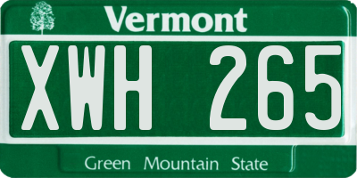 VT license plate XWH265