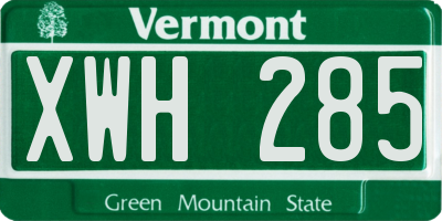 VT license plate XWH285