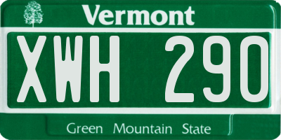 VT license plate XWH290