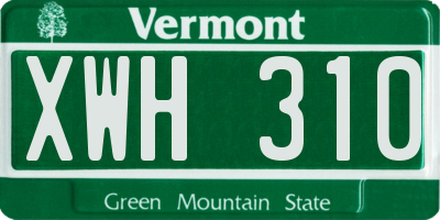 VT license plate XWH310