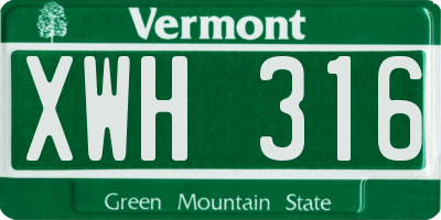 VT license plate XWH316