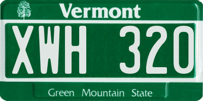 VT license plate XWH320