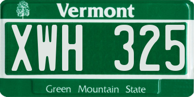 VT license plate XWH325
