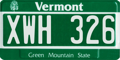VT license plate XWH326