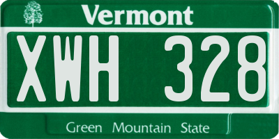 VT license plate XWH328