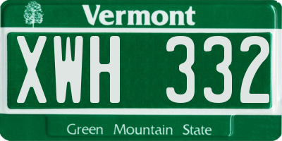 VT license plate XWH332