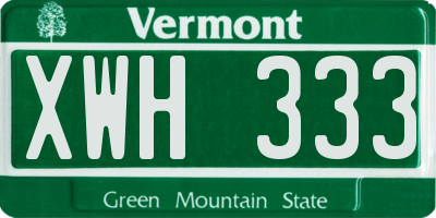 VT license plate XWH333