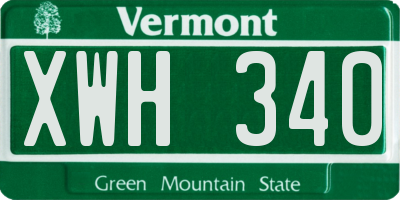 VT license plate XWH340