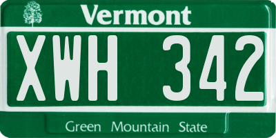 VT license plate XWH342