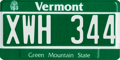 VT license plate XWH344