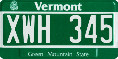 VT license plate XWH345