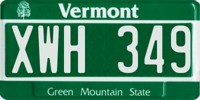 VT license plate XWH349
