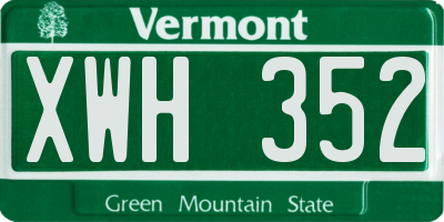 VT license plate XWH352