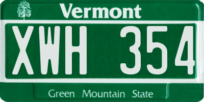 VT license plate XWH354