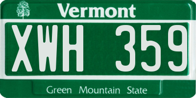 VT license plate XWH359