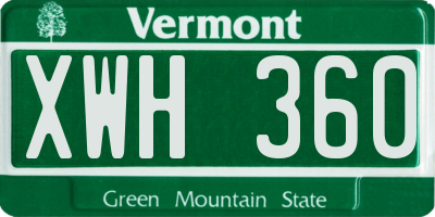 VT license plate XWH360