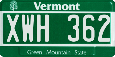 VT license plate XWH362