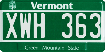 VT license plate XWH363