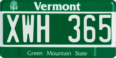 VT license plate XWH365