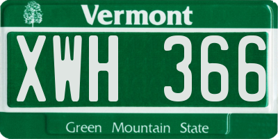 VT license plate XWH366