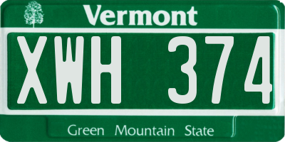 VT license plate XWH374