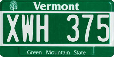 VT license plate XWH375