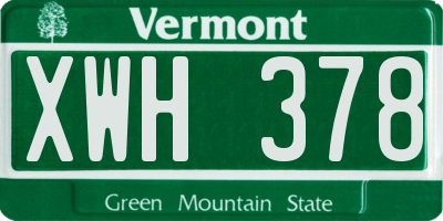 VT license plate XWH378