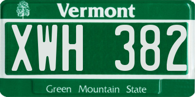 VT license plate XWH382