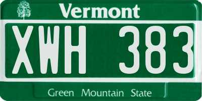VT license plate XWH383