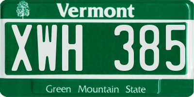 VT license plate XWH385