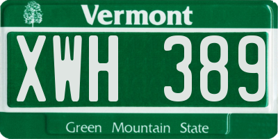 VT license plate XWH389