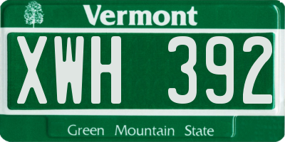 VT license plate XWH392