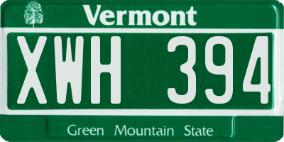 VT license plate XWH394