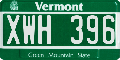 VT license plate XWH396