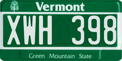 VT license plate XWH398
