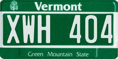 VT license plate XWH404