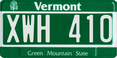 VT license plate XWH410