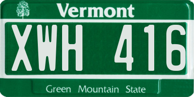 VT license plate XWH416