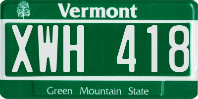 VT license plate XWH418