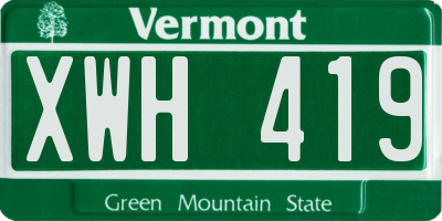 VT license plate XWH419
