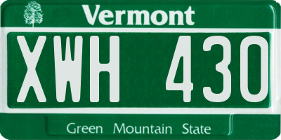 VT license plate XWH430