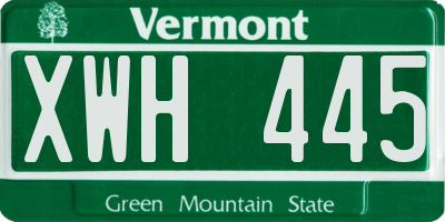 VT license plate XWH445