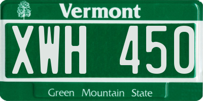 VT license plate XWH450