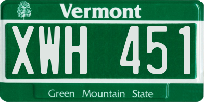 VT license plate XWH451