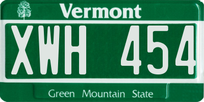 VT license plate XWH454