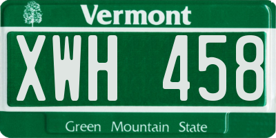 VT license plate XWH458