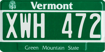 VT license plate XWH472