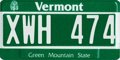 VT license plate XWH474