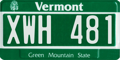 VT license plate XWH481