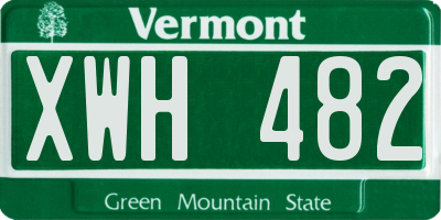 VT license plate XWH482